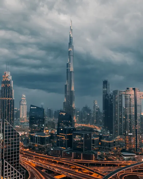 Dubai skyline at dusk